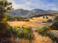 Golden California landscape oil painting
