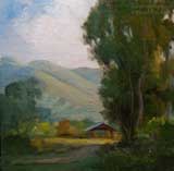 Central California Visalia Homer Ranch Hay Barn rural ranch impressionist oil painting