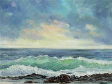 malibu wave surf seascape marine oil painting California