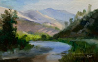 Merced River Yosemite entry road miniature oil painting 4 x 6 inches