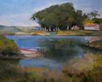 Morning at the Cove Morro Bay Los Osos Karner Point Cuesta Cove Plein Air Oil Painting by Karen Winters, California impressionist