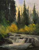 Sierra Seasons Sierra Creek California impressionist oil painting by karen Winters