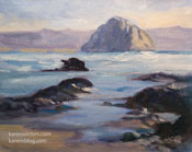 Surfside at Morro Bay Morro Rock Oil Painting 8 x 10 inches by Karen Winters - Painted during the 2012 SLO Plein Air Festival