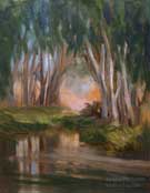 Sweet Springs Los Osos Baywood eucalyptus grove original oil painting art by Karen Winters